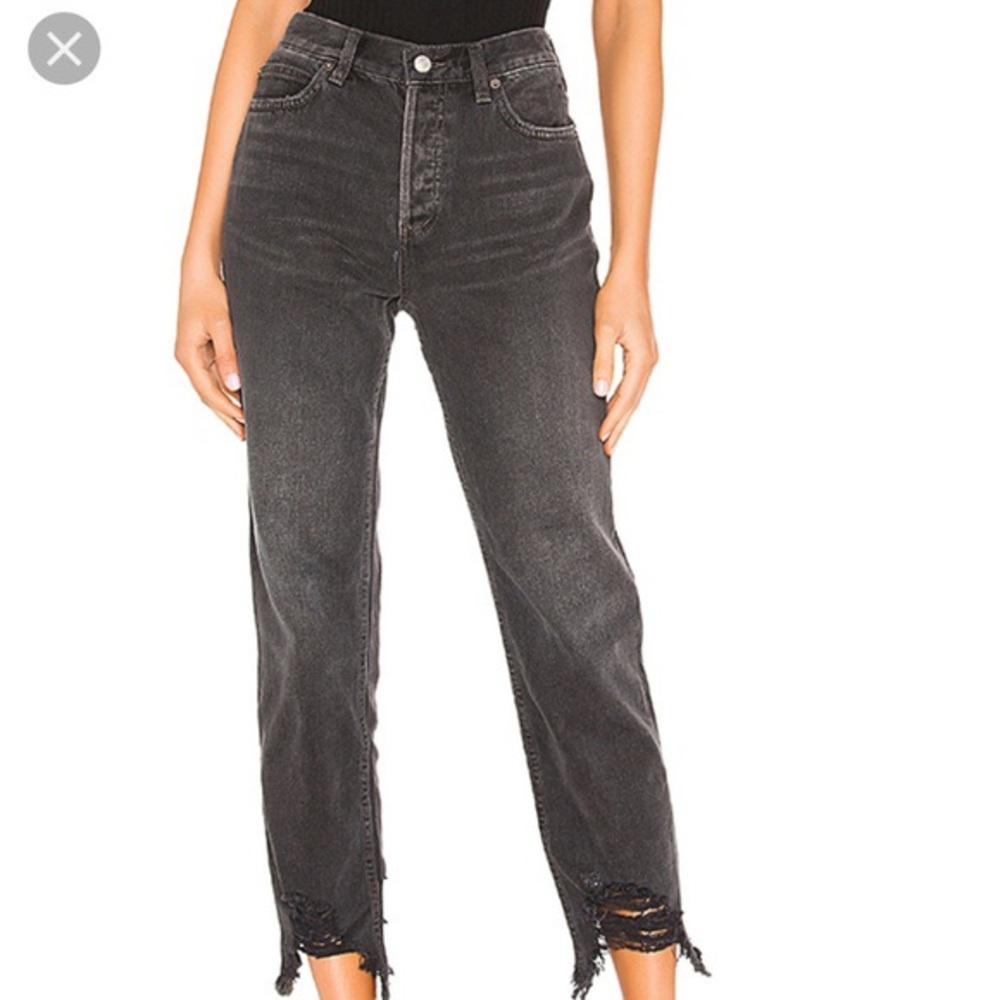 Free People Black Rugged Button Fly Jeans